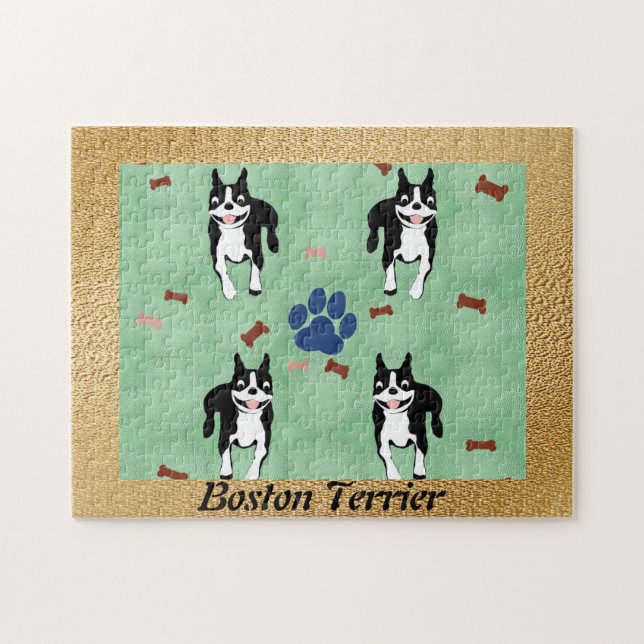 Puzzle Personalizado de Boston Terrier (Horizontal)
