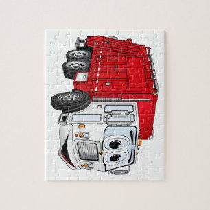 Puzzle Personalizado de camiones de basura roja blanca