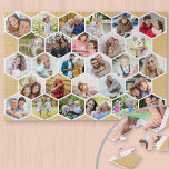 Puzzle Personalizado de Collage de fotos Honeycomb Imagen<br><div class="desc">Crea tu propio rompecabezas de collage de fotos con todos tus amigos y familia. La plantilla de fotos está configurada para que añada 28 de sus propias imágenes, trabajando de izquierda a derecha en filas de arriba a abajo. Sus fotos aparecerán en formas hexágonas para formar un patrón de abeja...</div>