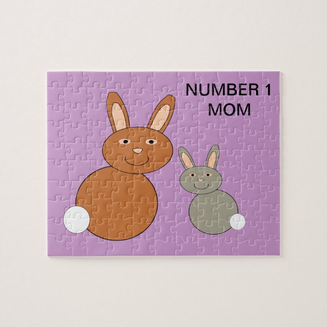 Puzzle Personalizado de conejitos de Día de la Madre núme (Horizontal)