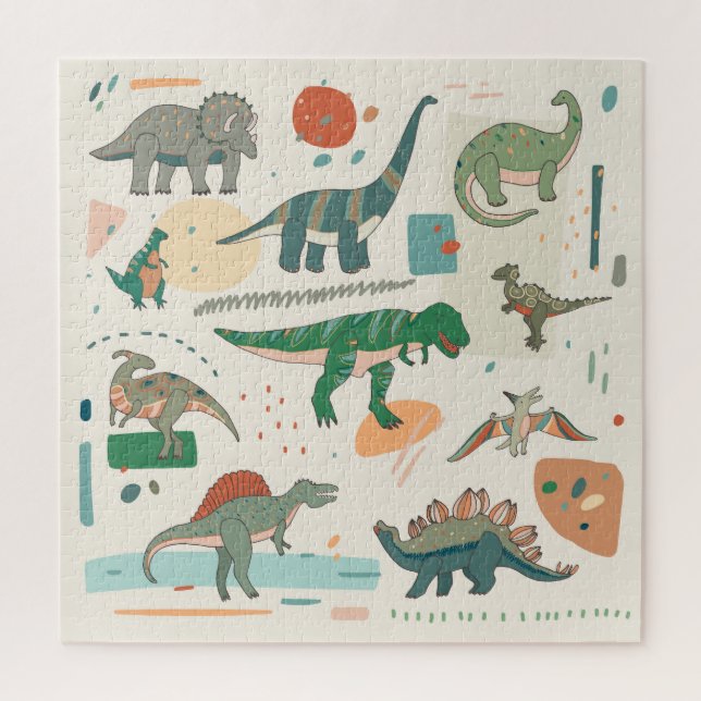 Puzzle Personalizado de dinosaurios: ilustracion vintage. (Vertical)