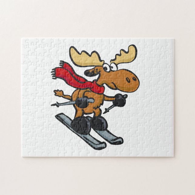 Puzzle personalizado de esquí de Moose| elegir color de f (Horizontal)