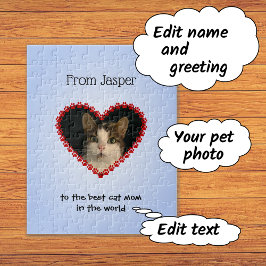 Puzzle personalizado de foto mascota texto azul