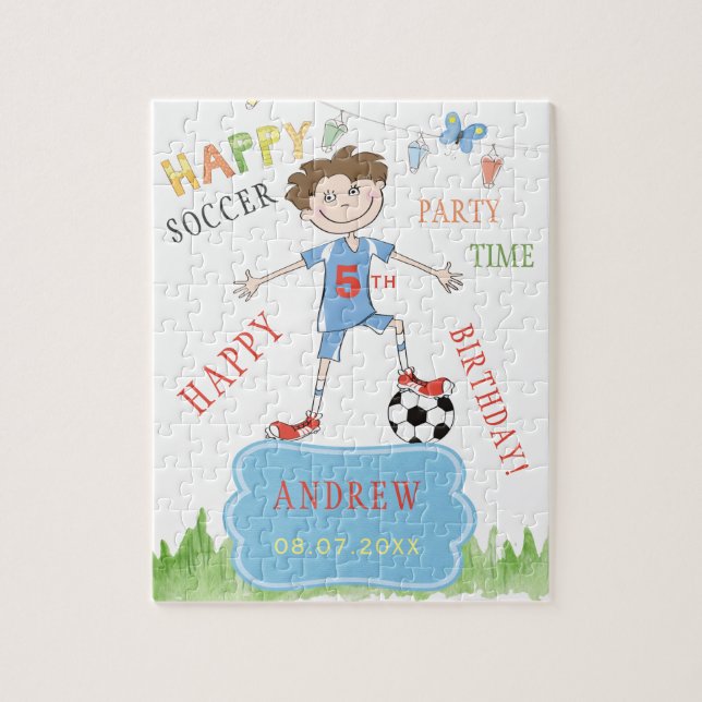 Puzzle Personalizado de fútbol niños cumpleaños divertido (Vertical)