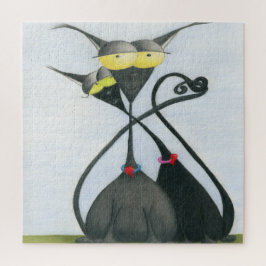 Puzzle Personalizado de gato negro y gris