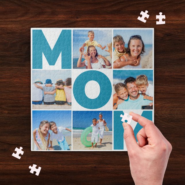 Puzzle Personalizado de imágenes de Collage de fotos de m (Personalized Mom Photo Collage 6 Picture Custom Jigsaw Puzzle)