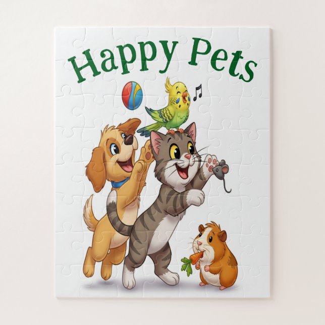 Puzzle Personalizado de Mascotas felices (Vertical)