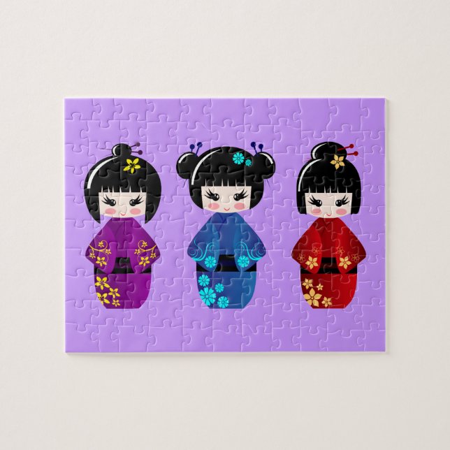 Puzzle Personalizado de muñecas cute kokeshi (Horizontal)