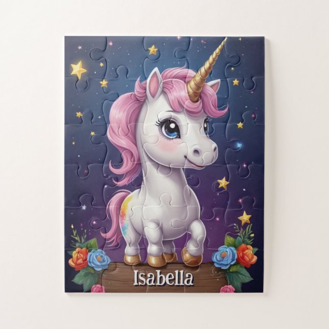 Puzzle Personalizado de Mystic Unicorn Midnight (Vertical)