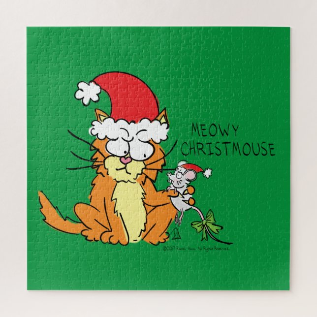 Puzzle Personalizado de Navidades divertidos con gato Rat (Vertical)