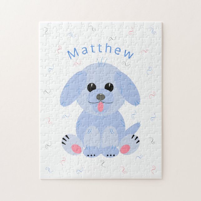 Puzzle Personalizado de perro de cachorro suave azul pers (Vertical)