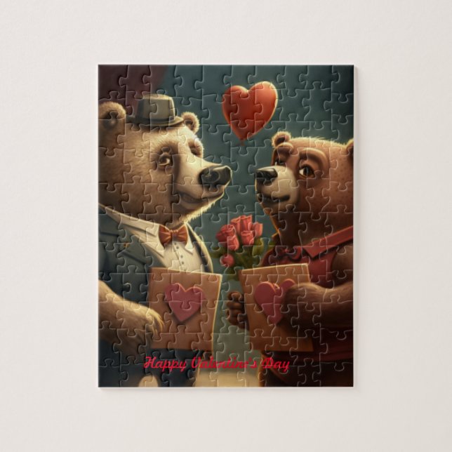 Puzzle Personalizado del oso de San Valentín (Vertical)