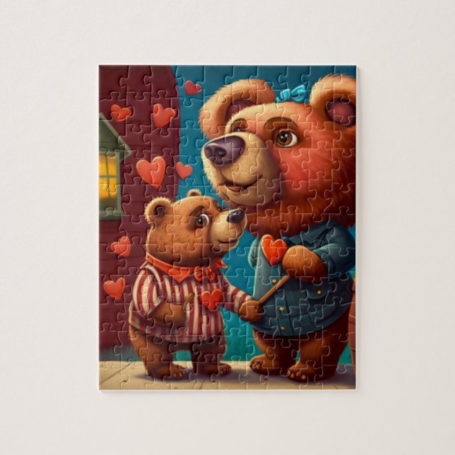 Puzzle Personalizado del oso de San Valentín (Vertical)