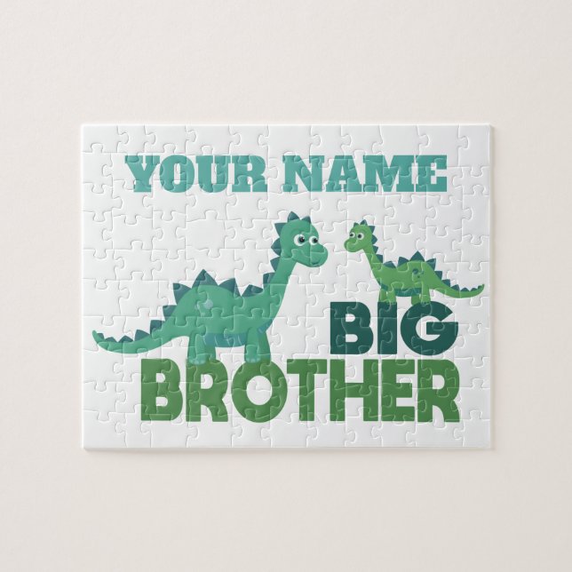Puzzle Personalizado dinosaurio hermanos invitación de ni (Horizontal)