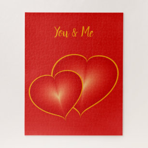 Puzzle Personalizado dos corazones rojos, gráfico de arte