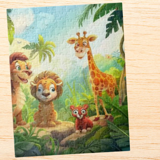 Puzzle Personalizado el nombre del niño de Safari Cute Ju