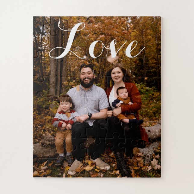 Puzzle Personalizado Familia Foto Amor Script Calligraphy (Vertical)