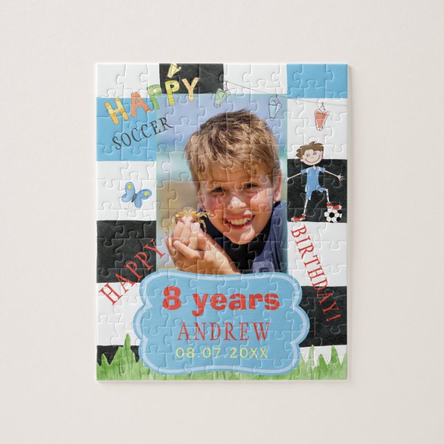 Puzzle Personalizado foto niños cumpleaños de fútbol dive (Vertical)