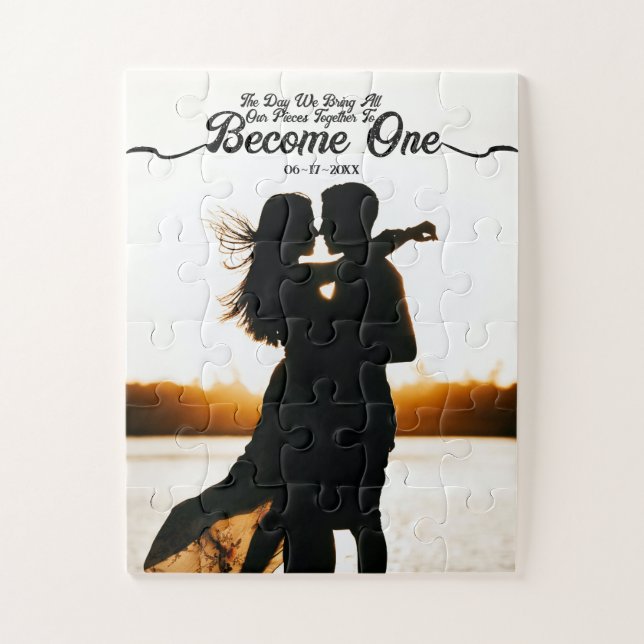Puzzle Personalizado Foto y Día de la boda de la unidad d (Vertical)