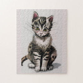 Puzzle Personalizado gatito a rayas voces grisáceas