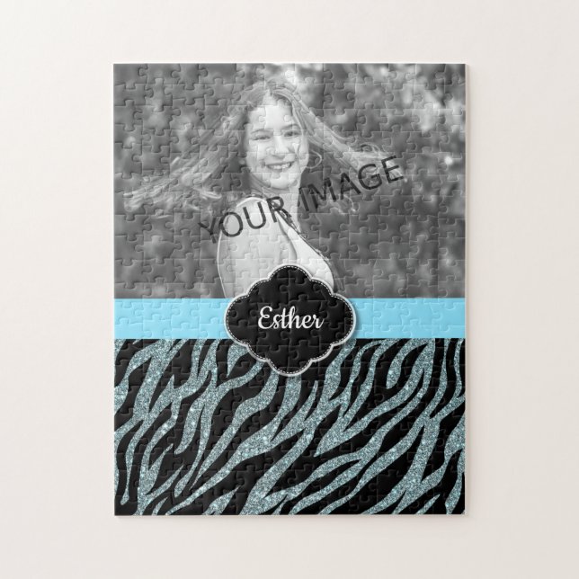 Puzzle Personalizado Girly Purpurina Silver plantilla de  (Vertical)