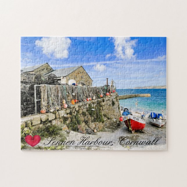 Puzzle Personalizado Heart Sennen Harbour Boats Cornwall  (Horizontal)