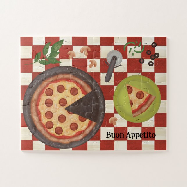 Puzzle Personalizado italiano Pizza Pepperoni personaliza (Horizontal)