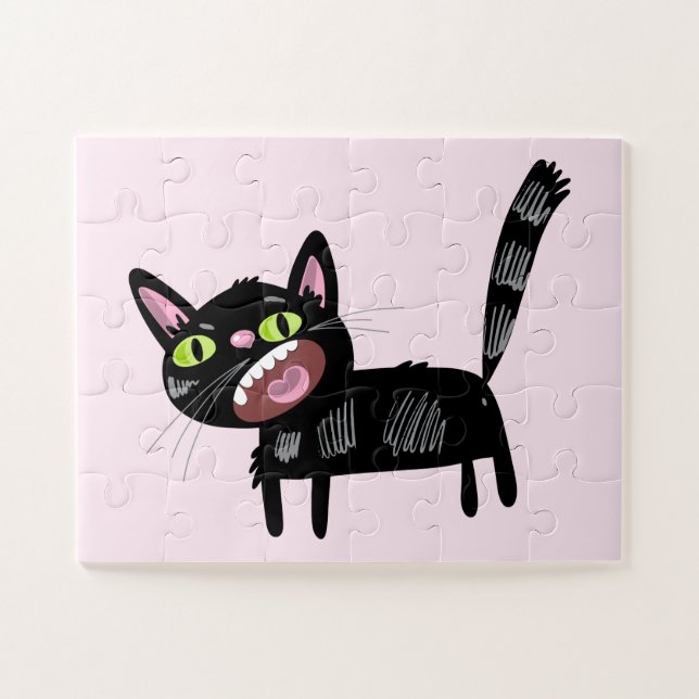 Puzzle Personalizado Kitten Cat de Cuadrillo Negro (Horizontal)