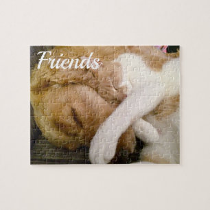 Puzzle Personalizado linda foto "Amigos" gato y perro dur