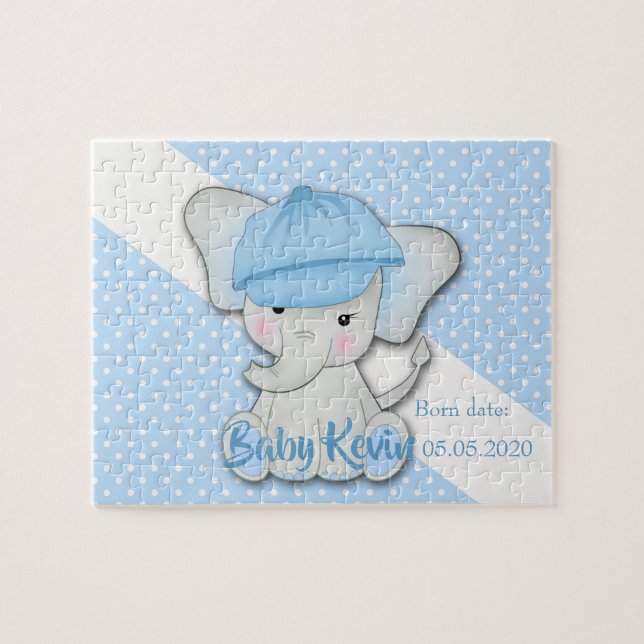 Puzzle Personalizado lindo elefante bebé elefante en una  (Horizontal)