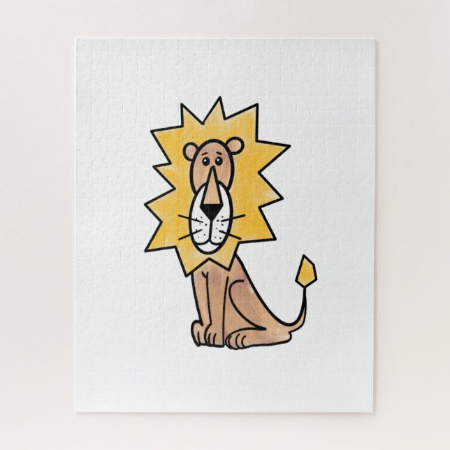 Puzzle personalizado lindo león niños retro safari jungla (Vertical)