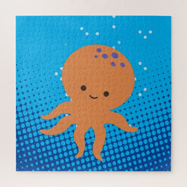 Puzzle Personalizado lindo Octopus Blue Ocean (Vertical)