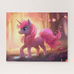 Puzzle personalizado lindo unicornio dibujado rosa
