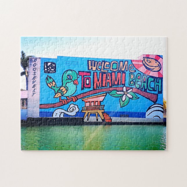 Puzzle Personalizado Miami Beach Florida Bienvenida Graff (Horizontal)