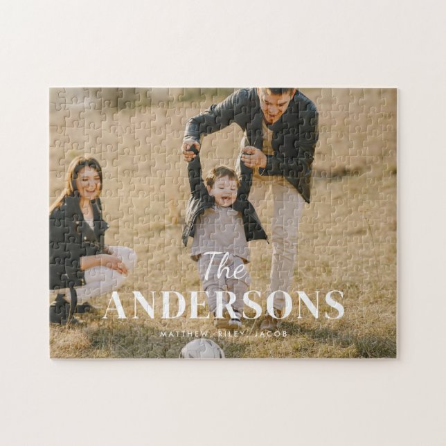 Puzzle Personalizado moderno con foto completa y nombre f (Horizontal)