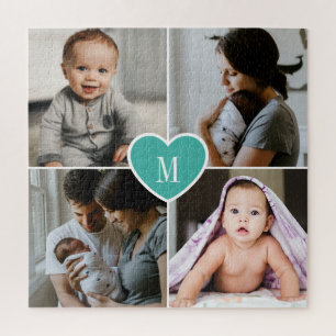 Puzzle Personalizado Monograma Familia Collage de fotos C