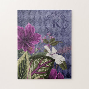 Puzzle Personalizado Monograma Morado Floral