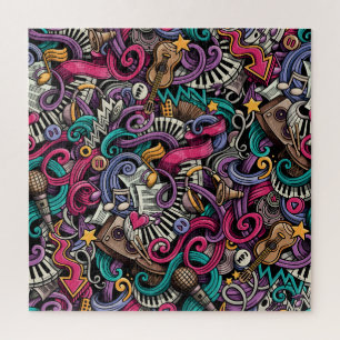 Puzzle Personalizado Musical: Colorido Doodle Seamless.