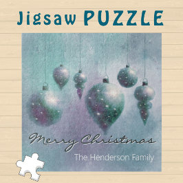 Puzzle Personalizado Navidades colgantes Baubles Turquois
