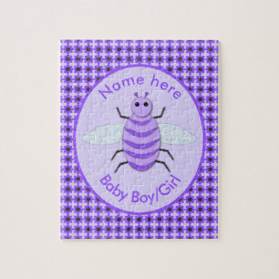 Puzzle Personalizado Neutral de Abeja Cute Purple Bee
