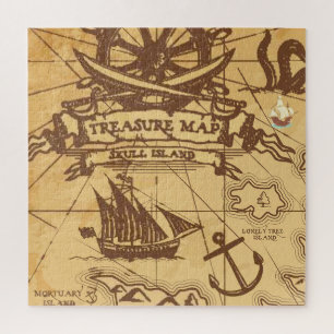 Puzzle Personalizado Pirate mapa punto de tierra Familia