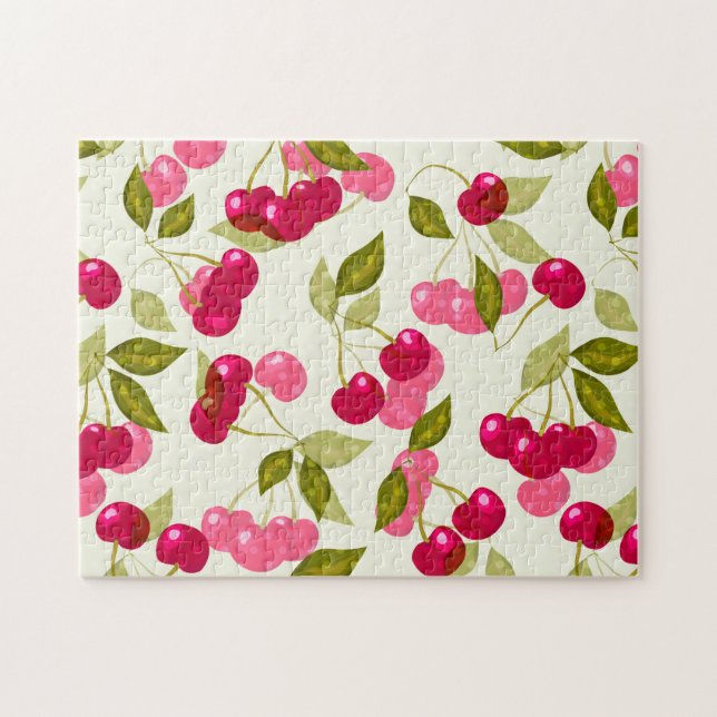 Puzzle Personalizado rojo transparente cereza berry lindo (Horizontal)