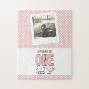 Puzzle Personalizado rosa moderno primer cumpleaños de un