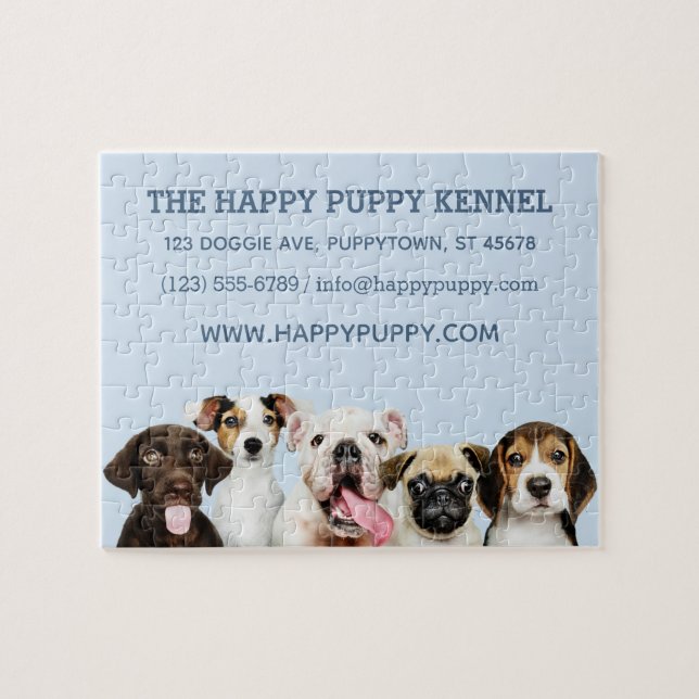 Puzzle Personalizado texto Cute Puppies (Horizontal)