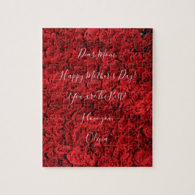 Puzzle Personalizado texto feliz Día de la Madre Roses ro (Vertical)