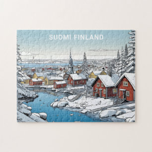 Puzzle Personalizado Texto Finlandia Ilustracion de invie