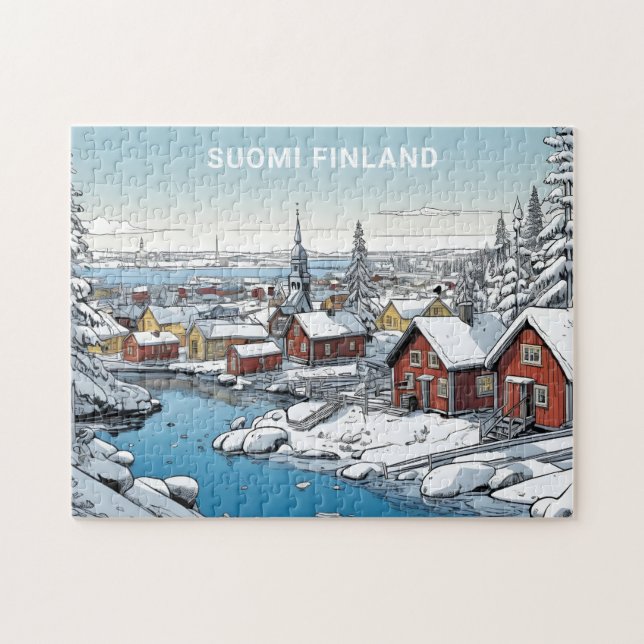 Puzzle Personalizado Texto Finlandia Ilustracion de invie (Horizontal)
