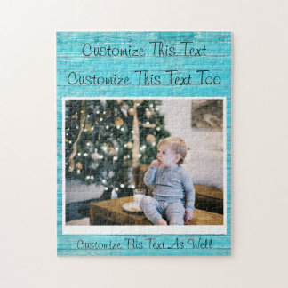 Puzzle Personalizado Texto/Foto Azul Turquesa Madera Rust