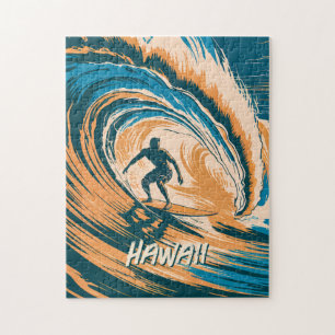 Puzzle Personalizado Texto Ola de Vintage Retro de Surf H