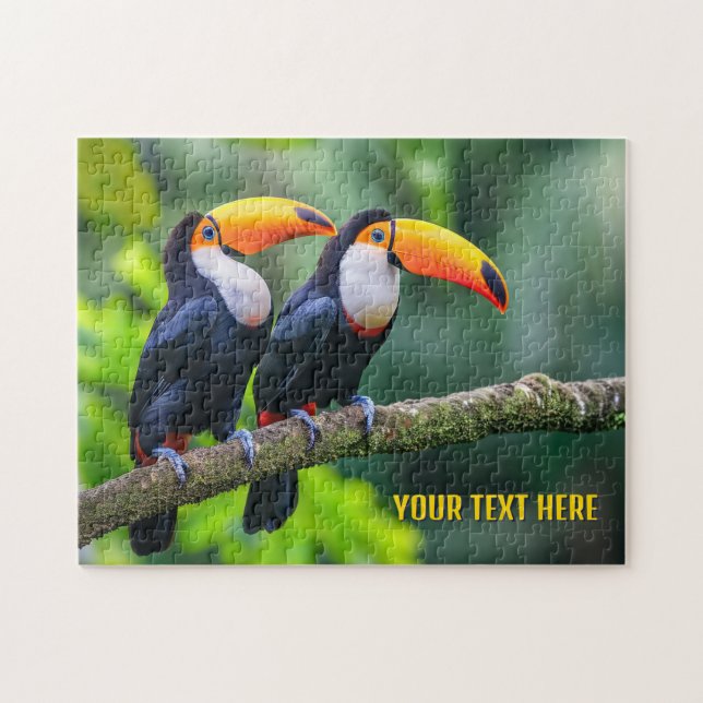 Puzzle Personalizado Texto Toucanes tropicales (Horizontal)